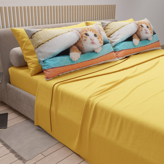Draps Animaux en Coton, Parure de Lit avec Taies d'Oreiller en Impression Numérique Chats 05