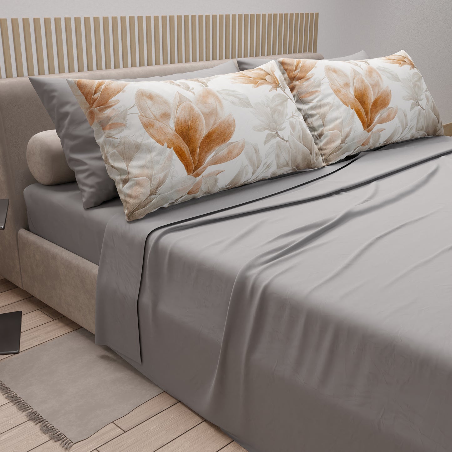 Draps en coton, parure de lit avec taies d'oreiller à impression numérique florale 117