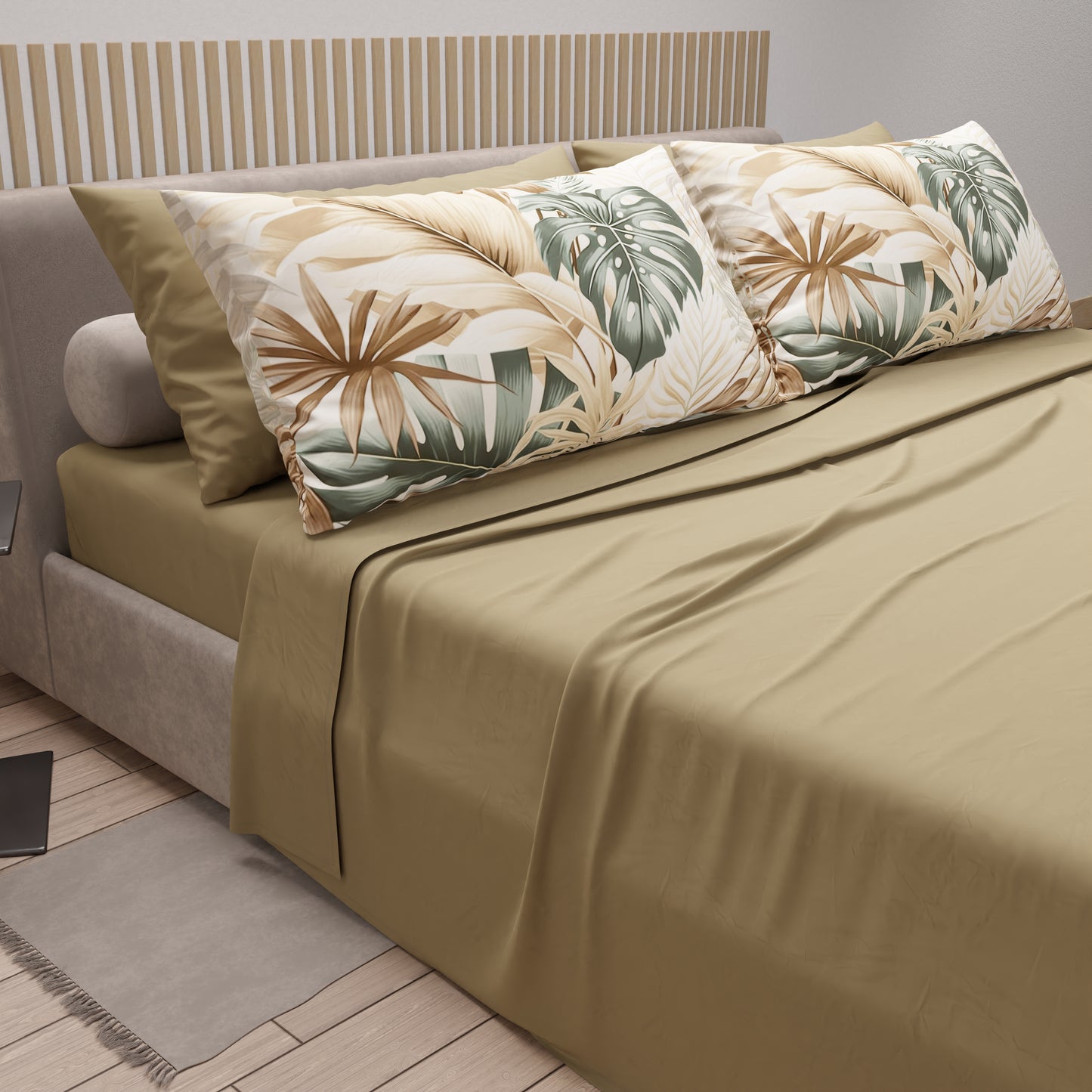 Draps en coton, parure de lit avec taies d'oreiller à impression numérique tropicale 101