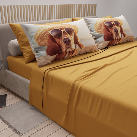 Draps Animaux en Coton, Parure de Lit avec Taies d'Oreiller en Impression Digitale Chiens 05