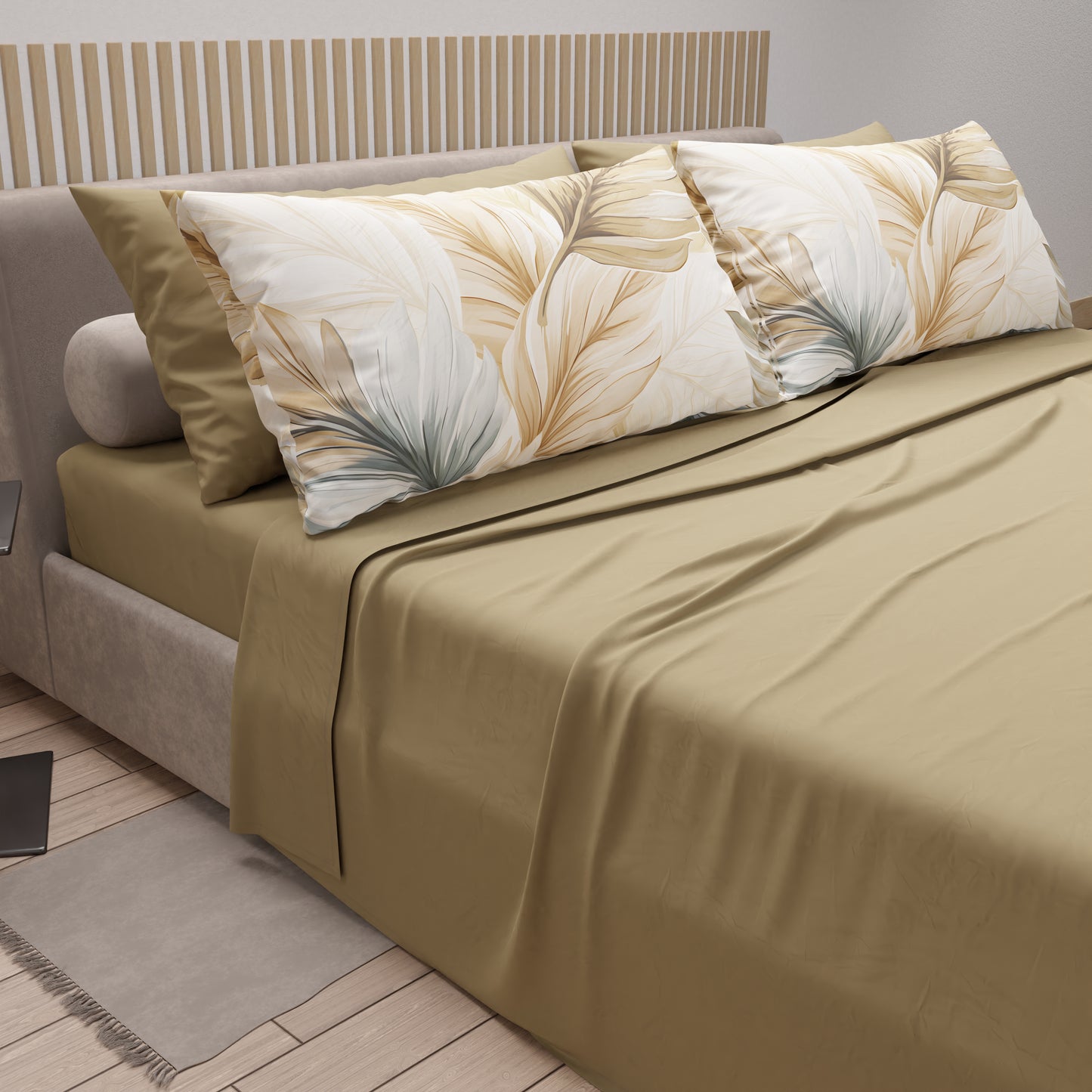 Draps en coton, parure de lit avec taies d'oreiller à impression numérique tropicale 104