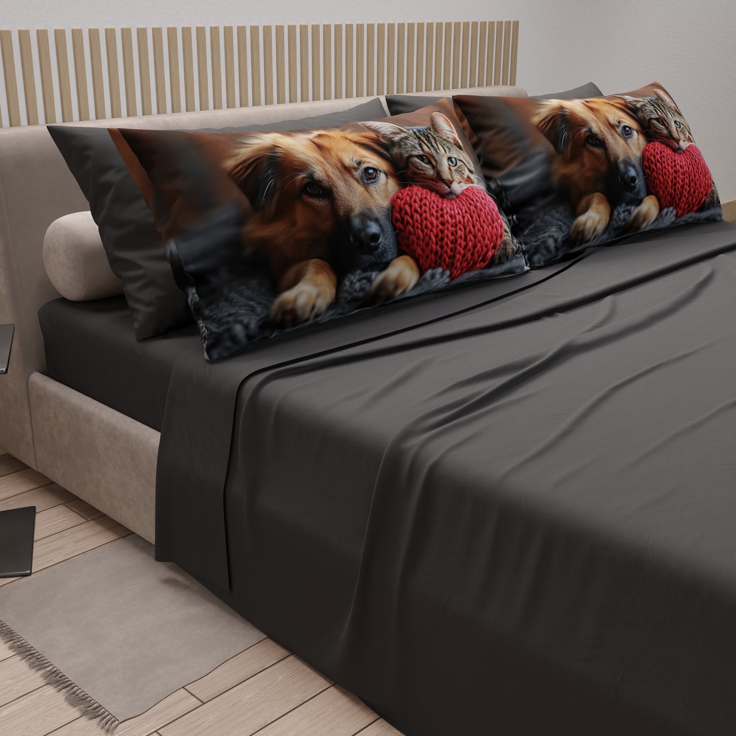 Draps Animaux en Coton, Parure de Lit avec Taies d'Oreiller en Impression Numérique Friends 09