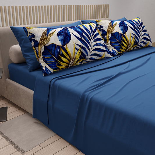 Draps en Coton, Parure de Lit avec Taies d'Oreiller en Impression Digitale Tropical 109