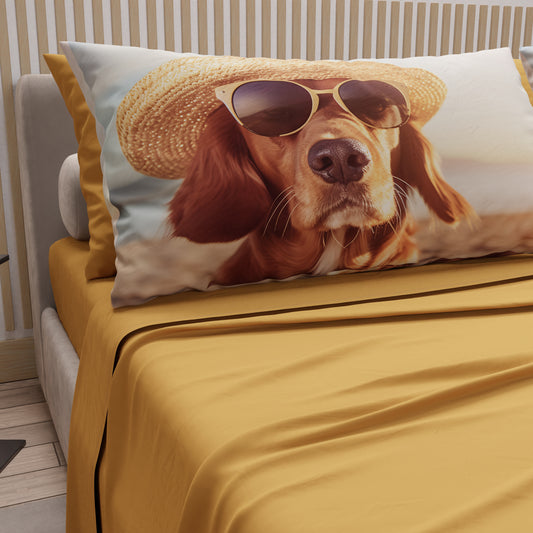Draps Animaux en Coton, Parure de Lit avec Taies d'Oreiller en Impression Digitale Chiens 05