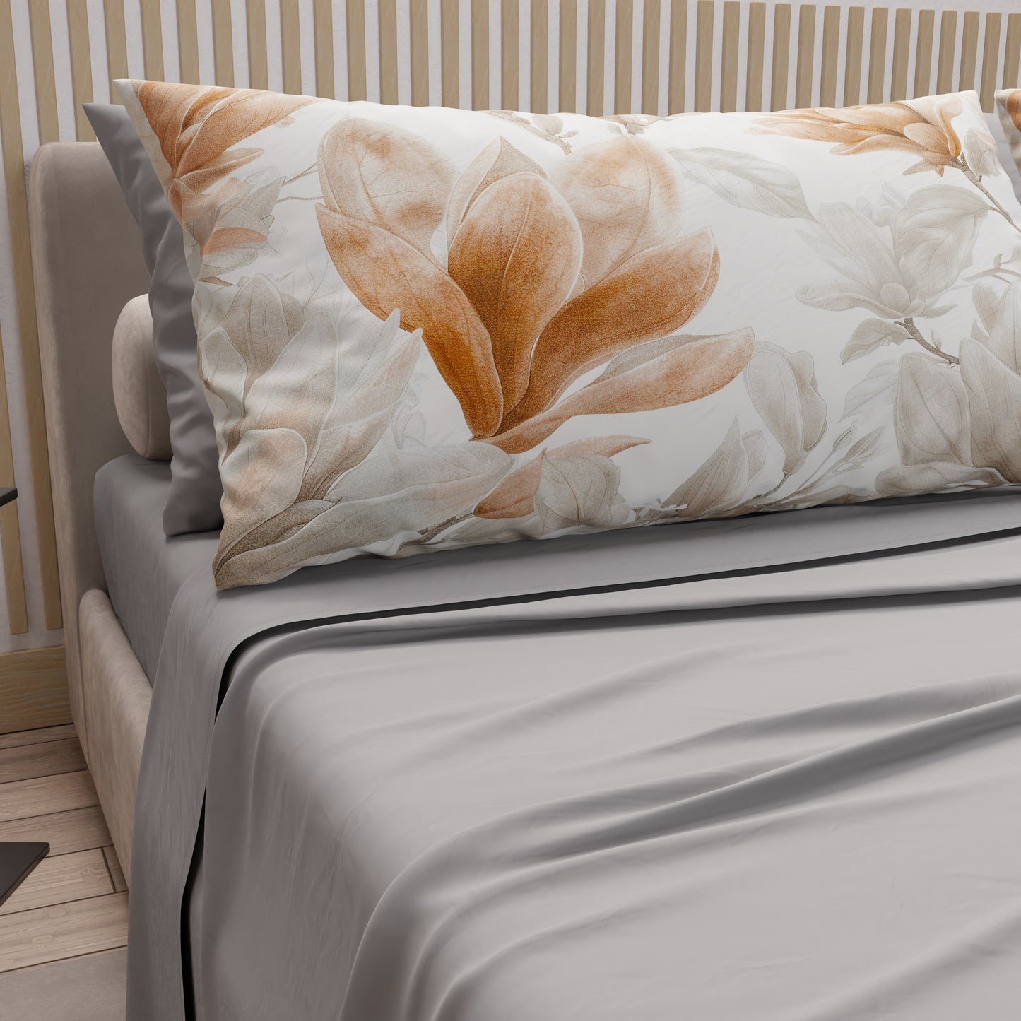 Draps en coton, parure de lit avec taies d'oreiller à impression numérique florale 117