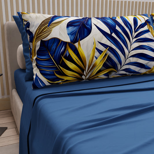 Draps en Coton, Parure de Lit avec Taies d'Oreiller en Impression Digitale Tropical 109