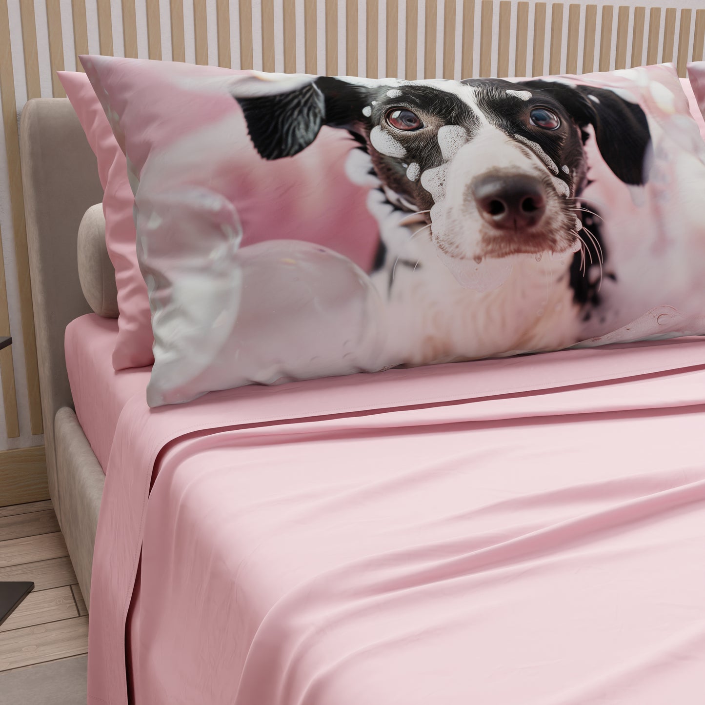 Draps Animaux en Coton, Parure de Lit avec Taies d'Oreiller en Impression Digitale Chiens 09