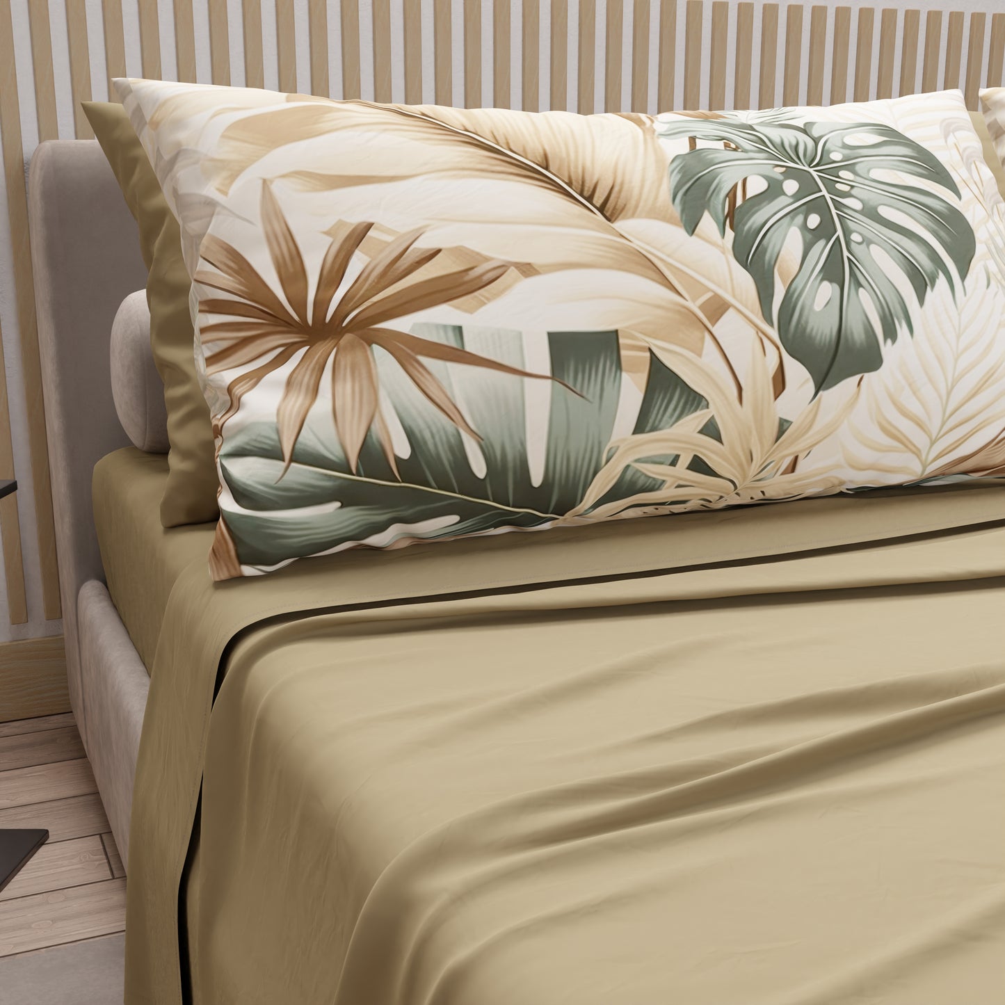 Draps en coton, parure de lit avec taies d'oreiller à impression numérique tropicale 101