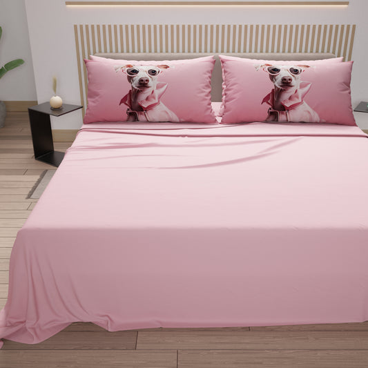 Draps Animaux en Coton, Parure de Lit avec Taies d'Oreiller en Impression Digitale Chiens 10