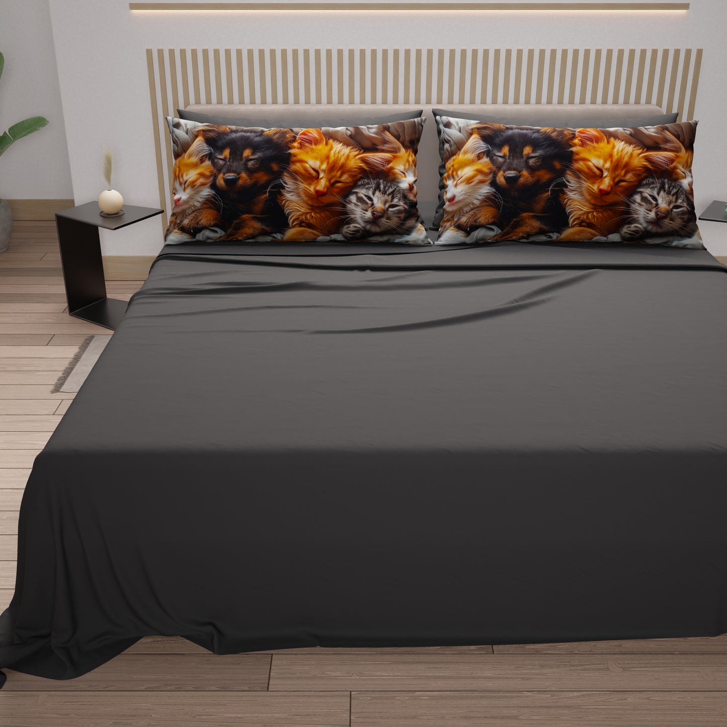 Draps Animaux en Coton, Parure de Lit avec Taies d'Oreiller en Impression Numérique Friends 06