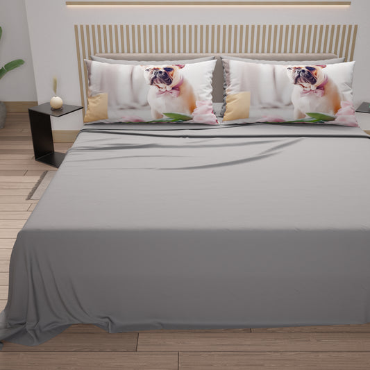 Draps Animaux en Coton, Parure de Lit avec Taies d'Oreiller en Impression Digitale Chiens 06