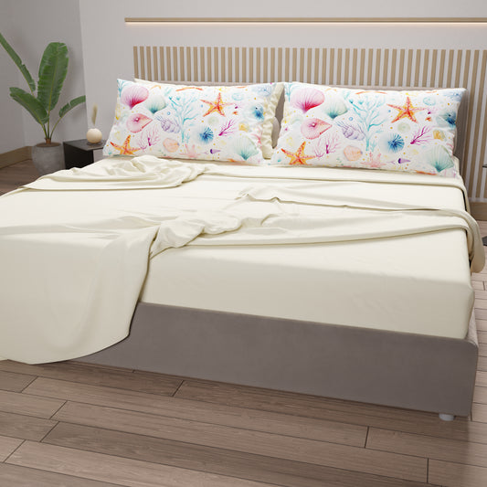 Draps en coton, parure de lit avec taies d'oreiller à impression numérique marine 102