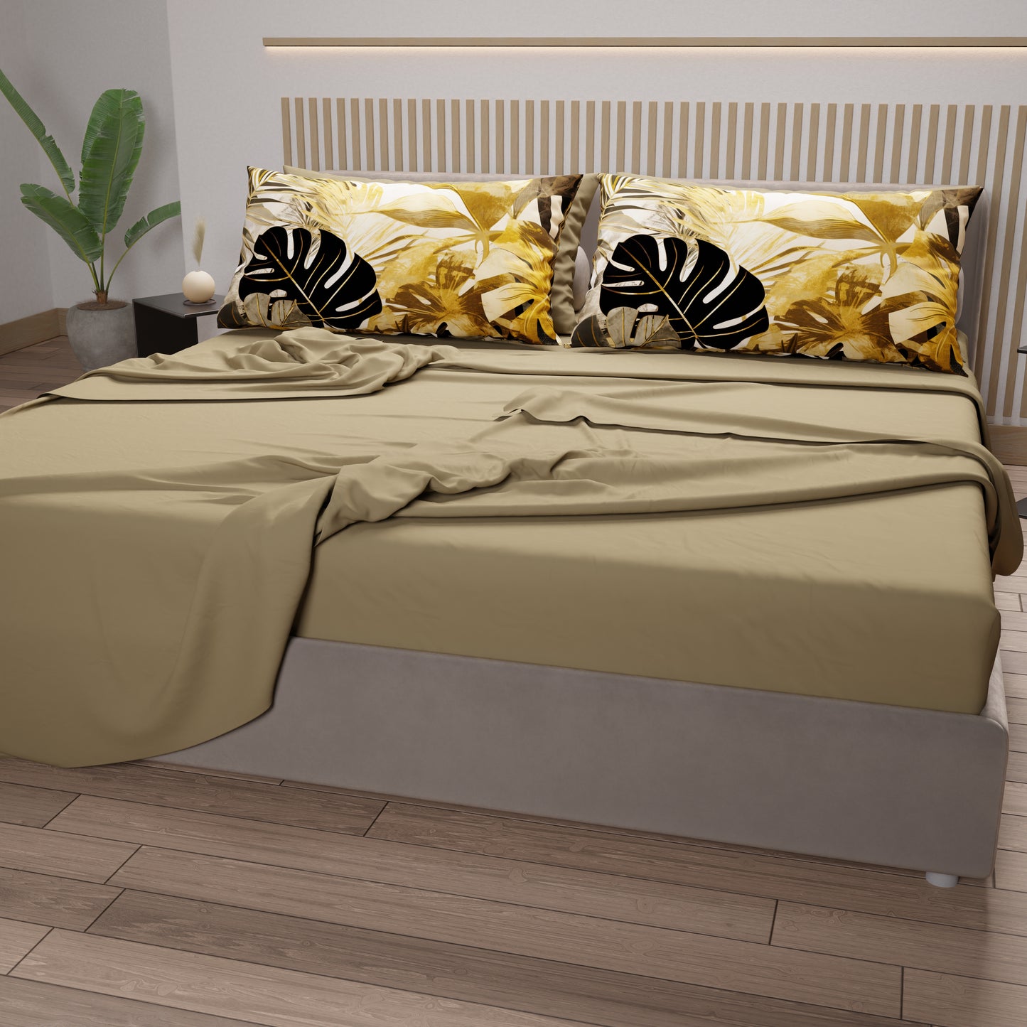 Draps en coton, parure de lit avec taies d'oreiller à impression numérique tropicale 102