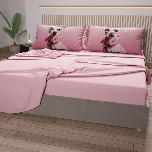Draps Animaux en Coton, Parure de Lit avec Taies d'Oreiller en Impression Digitale Chiens 10