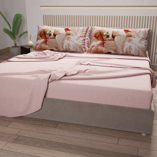 Draps Animaux en Coton, Parure de Lit avec Taies d'Oreiller en Impression Numérique Chien 13