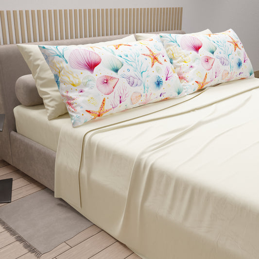 Draps en coton, parure de lit avec taies d'oreiller à impression numérique marine 102