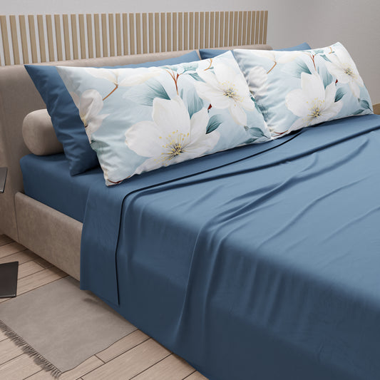 Draps en coton, ensemble de lit avec taies d'oreiller à impression numérique florale 106