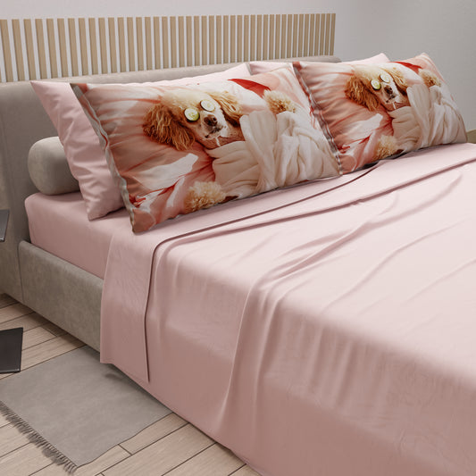 Draps Animaux en Coton, Parure de Lit avec Taies d'Oreiller en Impression Numérique Chien 13