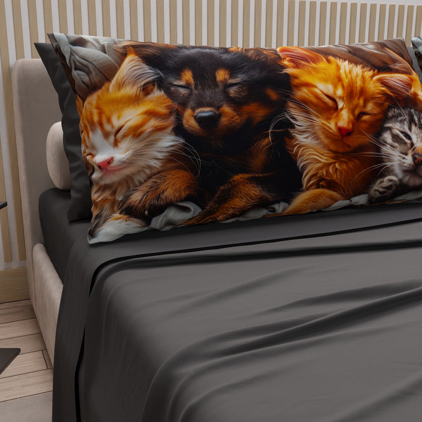 Draps Animaux en Coton, Parure de Lit avec Taies d'Oreiller en Impression Numérique Friends 06