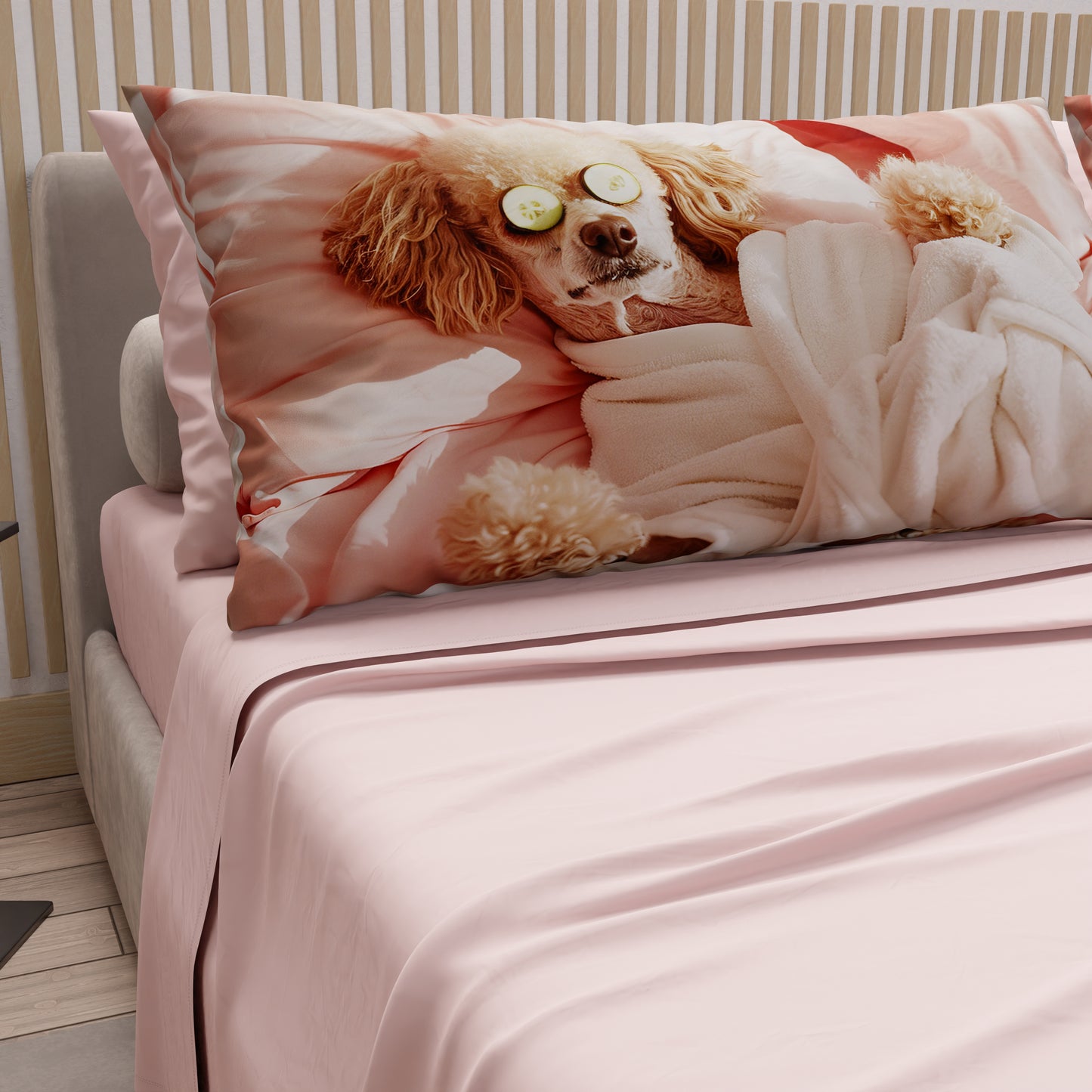 Draps Animaux en Coton, Parure de Lit avec Taies d'Oreiller en Impression Numérique Chien 13