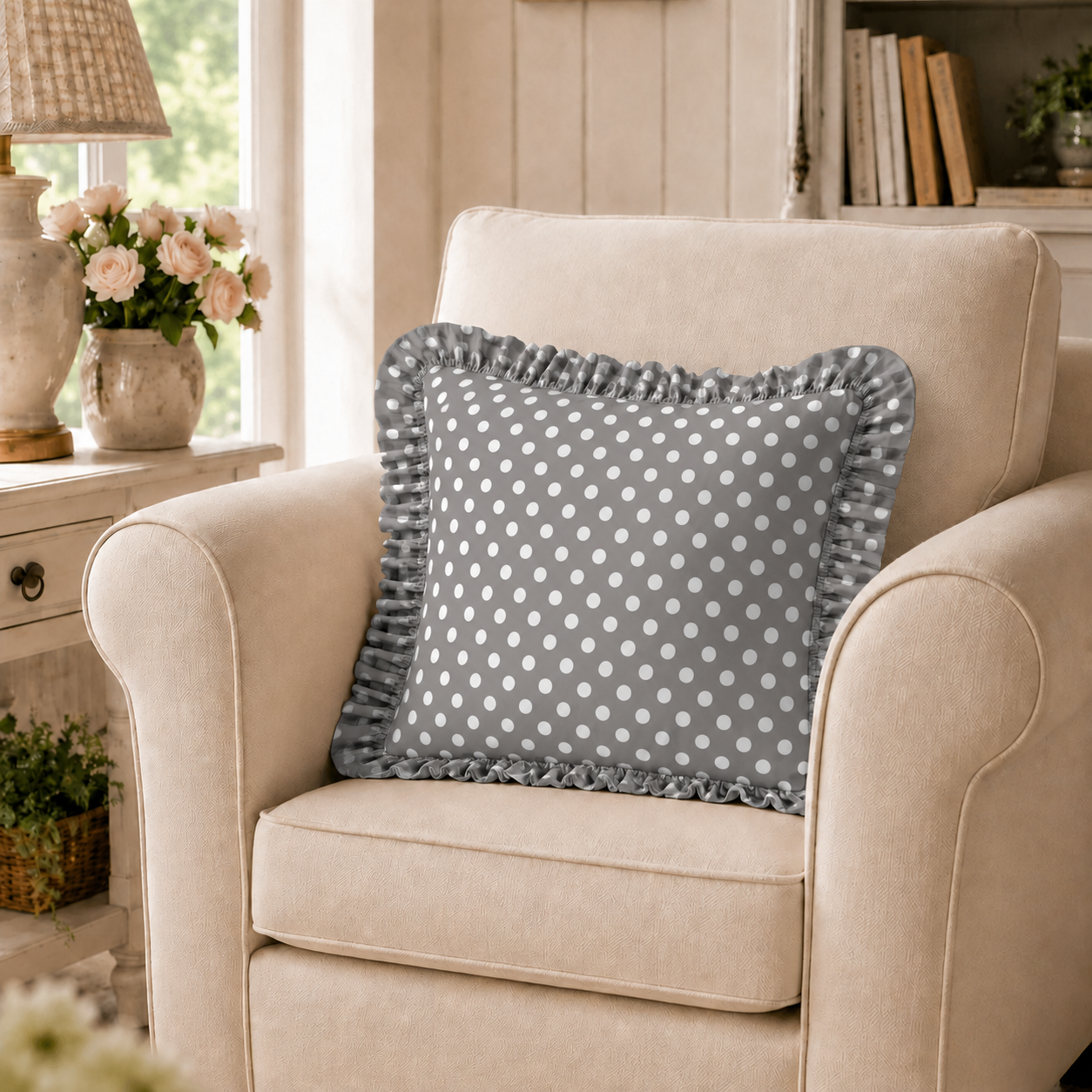 Cuscino Arredo con Rouches Pois 22