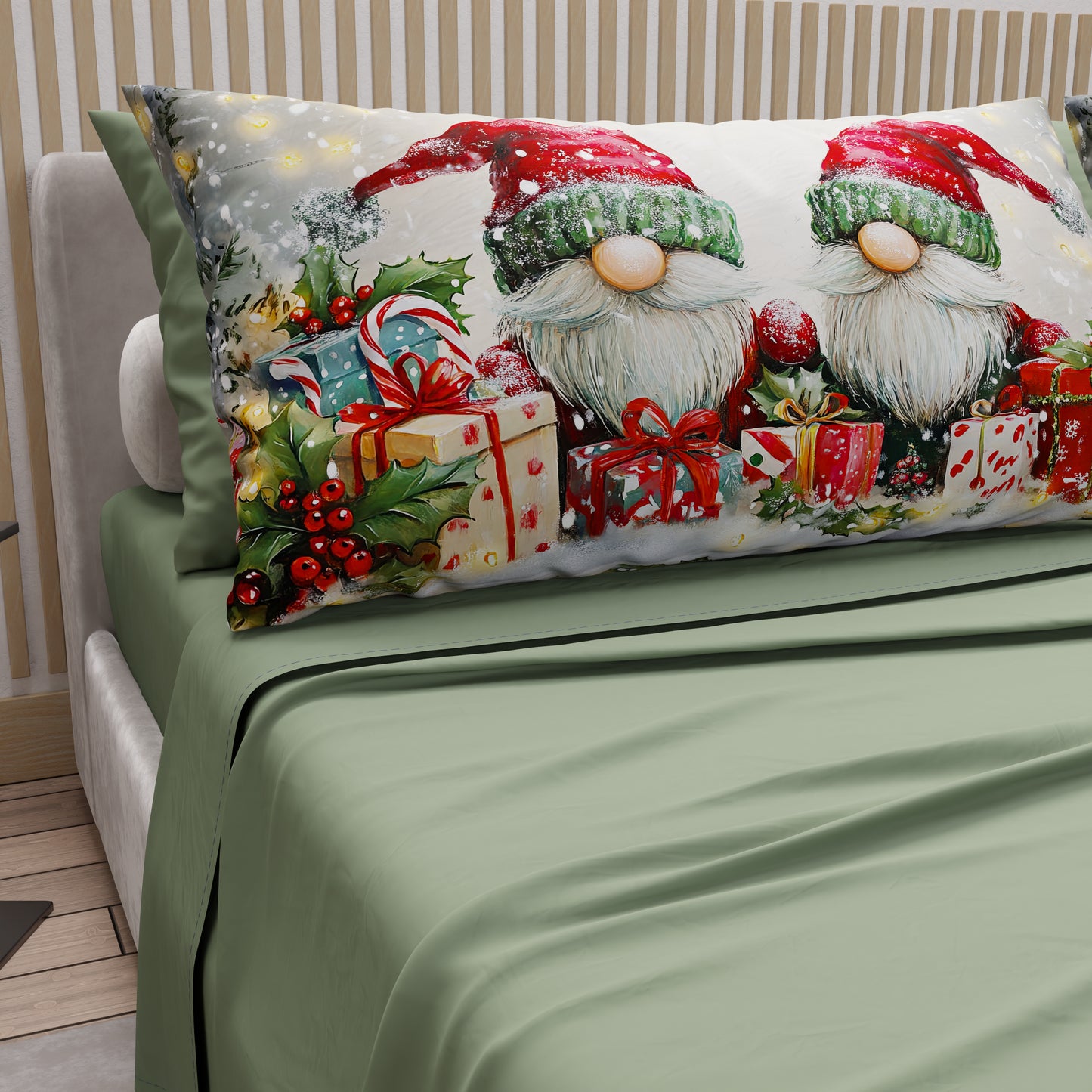 Draps de Noël en Coton, Parure de Lit avec Taies d'Oreiller en Impression Numérique 25 Xmas 11