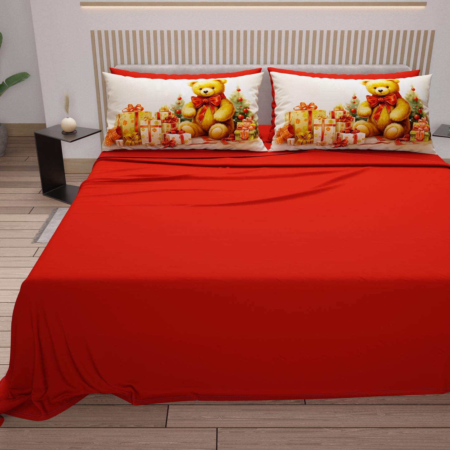Draps de Noël en Coton, Parure de Lit avec Taies d'Oreiller en Impression Numérique 25 Xmas 3