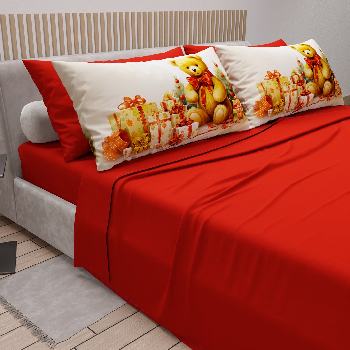 Draps de Noël en Coton, Parure de Lit avec Taies d'Oreiller en Impression Numérique 25 Xmas 3
