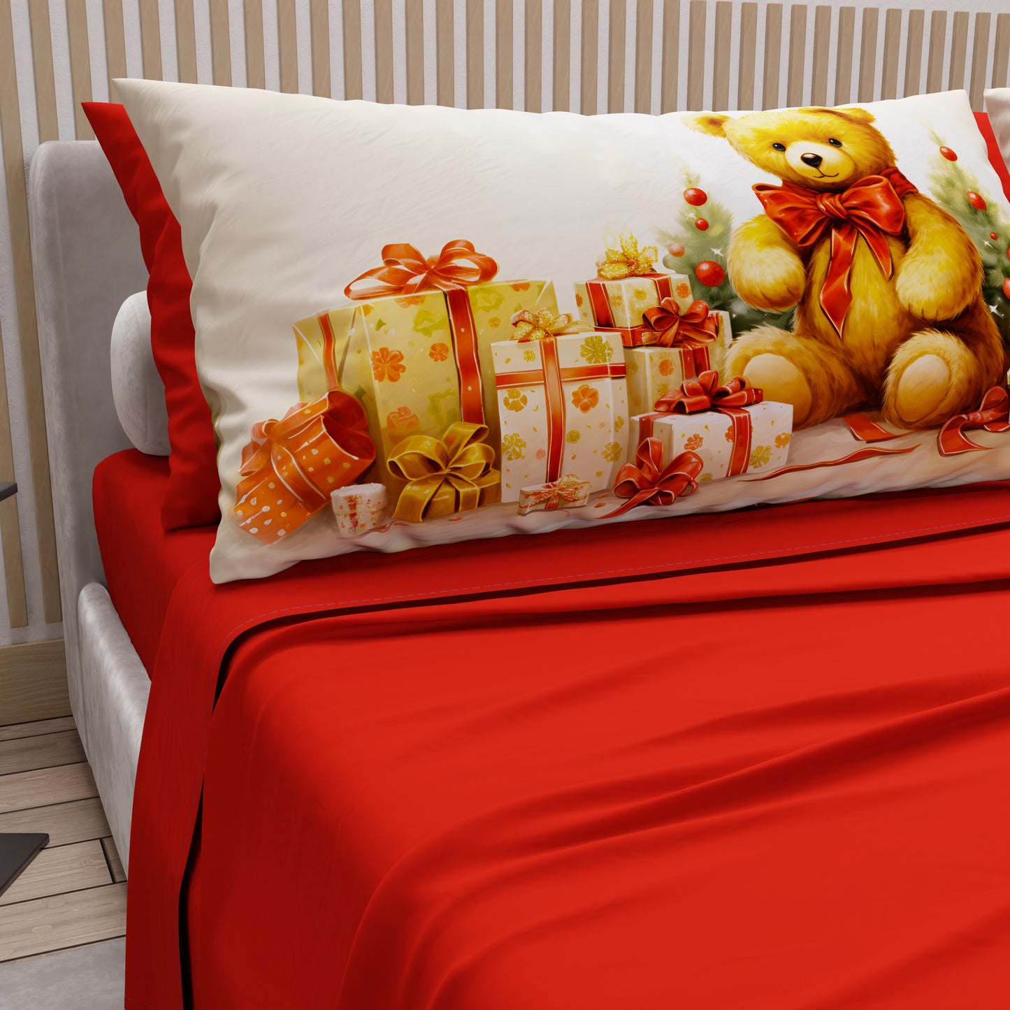 Draps de Noël en Coton, Parure de Lit avec Taies d'Oreiller en Impression Numérique 25 Xmas 3