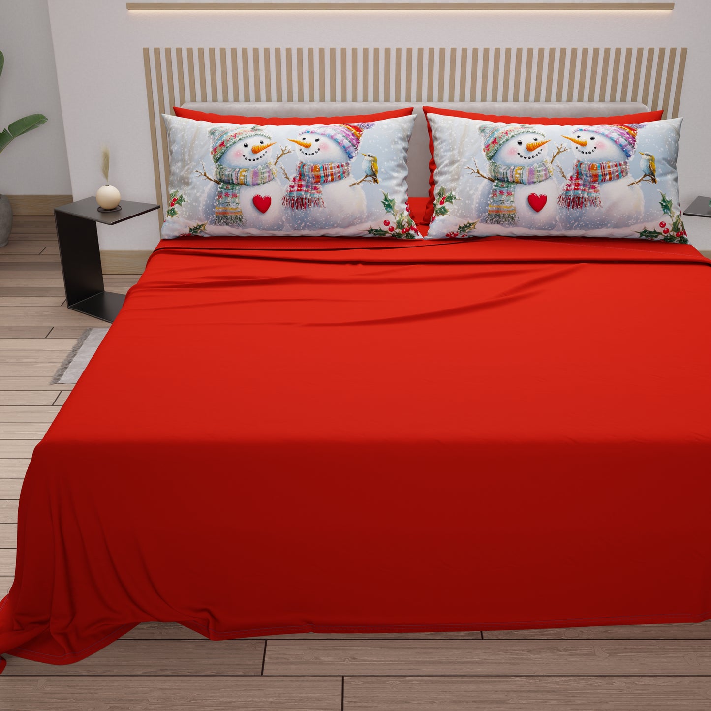 Draps de Noël en Coton, Parure de Lit avec Taies d'Oreiller en Impression Numérique 25 Xmas 7