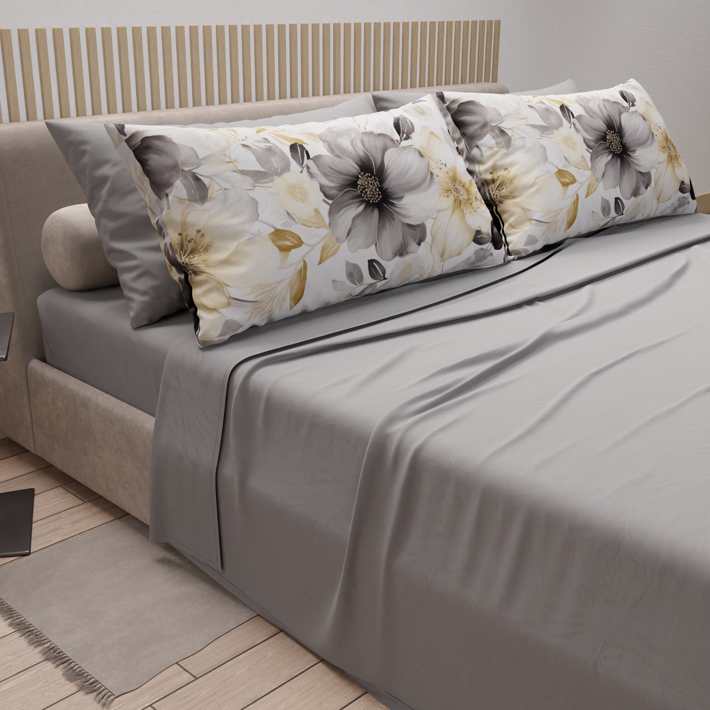 Lenzuola in Cotone, Completo Letto con Federe in Stampa Digitale Floreale F28