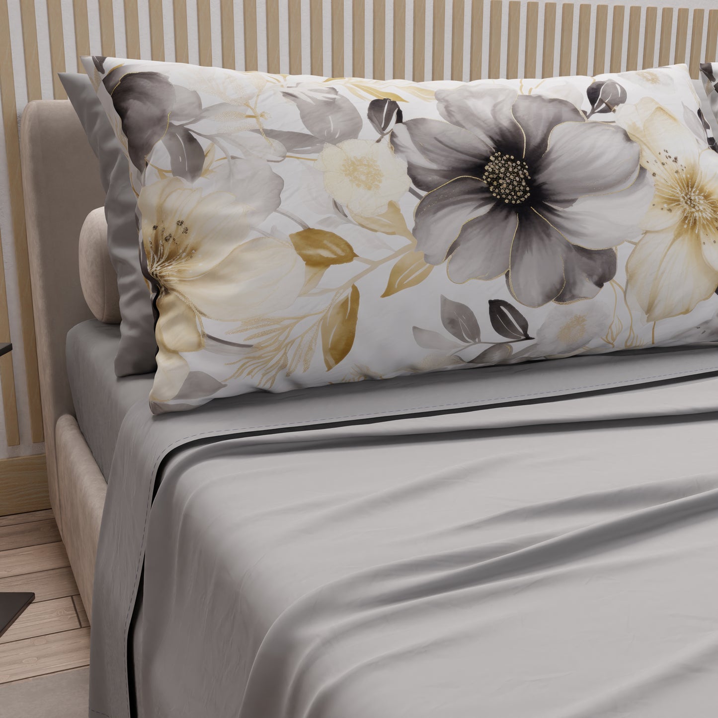 Lenzuola in Cotone, Completo Letto con Federe in Stampa Digitale Floreale F28