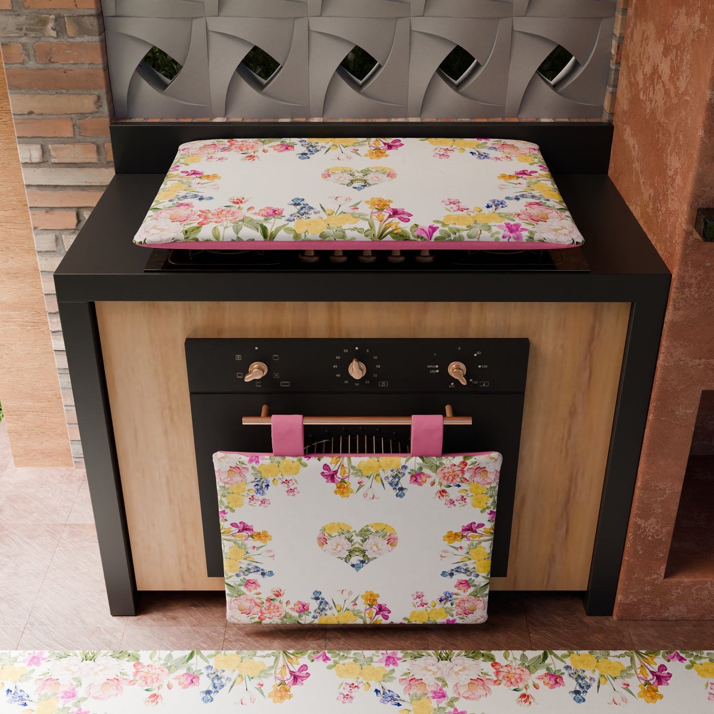 Copriforno per Cucina in Stampa Digitale Floreale 30 1pz 45x55cm