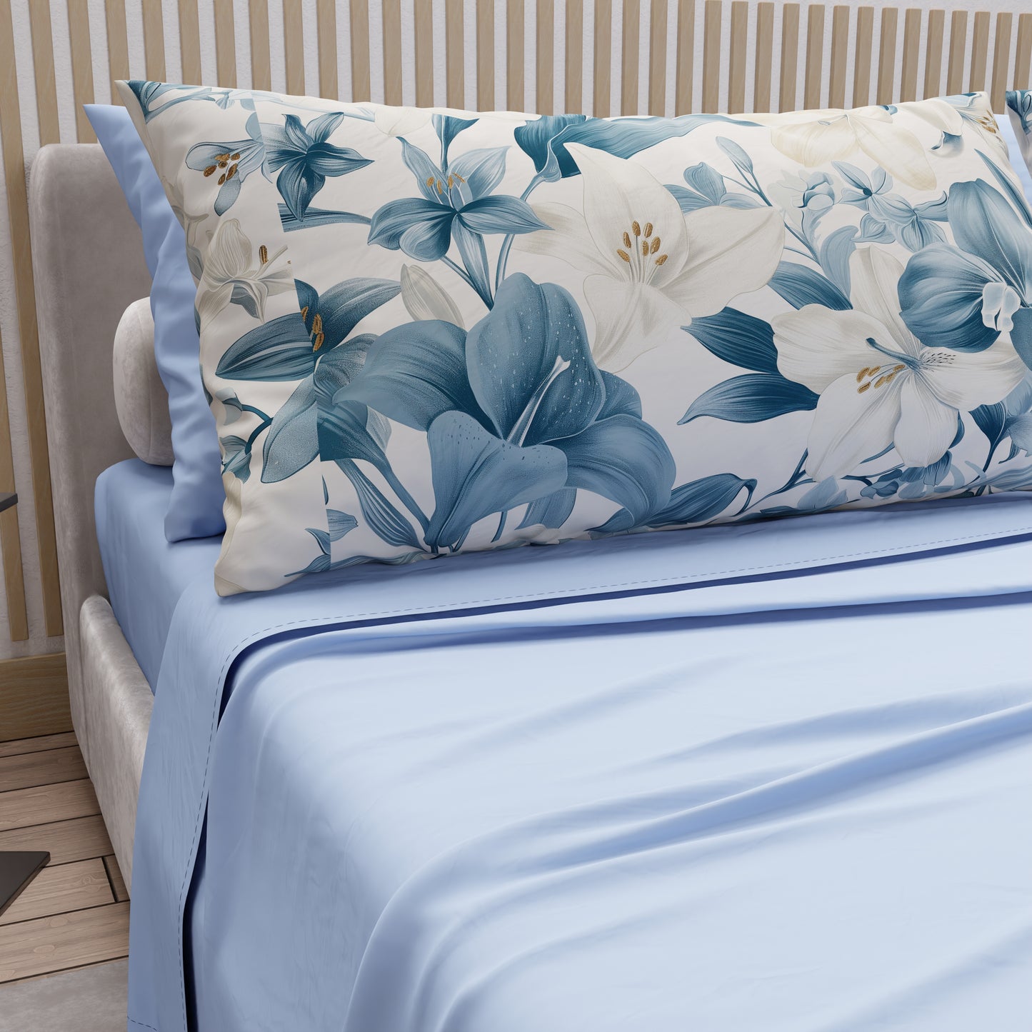 Lenzuola in Cotone, Completo Letto con Federe in Stampa Digitale Floreale F30