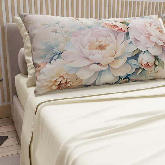 Draps en Coton, Parure de Lit avec Taies d'Oreiller en Impression Digitale Florale F35