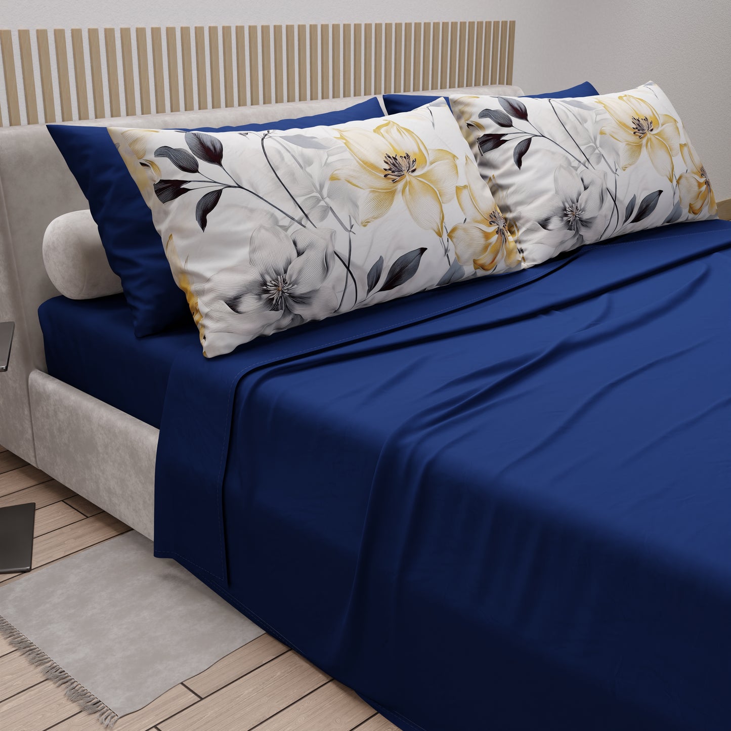 Lenzuola in Cotone, Completo Letto con Federe in Stampa Digitale Floreale F37