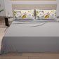 Lenzuola in Cotone, Completo Letto con Federe in Stampa Digitale Flower Ceramic 01 Grigio Chiaro
