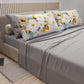 Lenzuola in Cotone, Completo Letto con Federe in Stampa Digitale Flower Ceramic 01 Grigio Chiaro