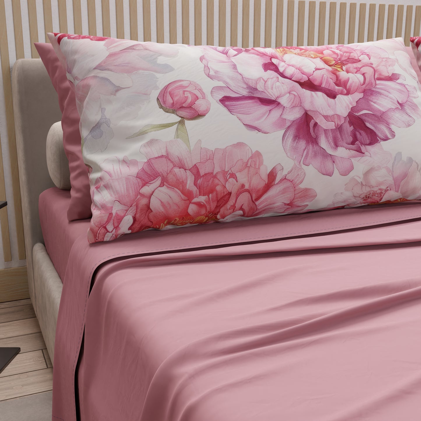 Lenzuola in Cotone, Completo Letto con Federe in Stampa Digitale Floreale F41