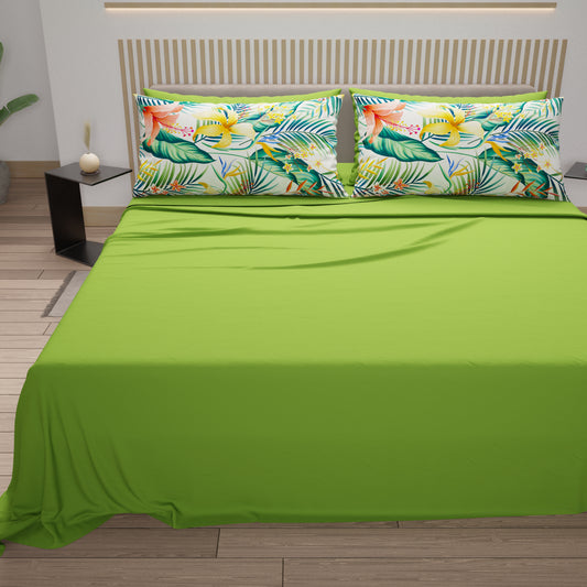 Draps en Coton, Parure de Lit avec Taies d'Oreiller en Impression Numérique Havana