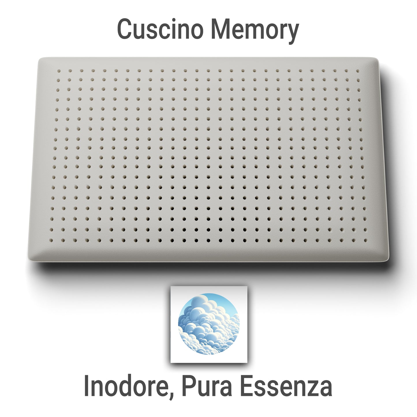 Cuscino Memory Aromaterapia, Cuscino per la Cervicale, Cuscino Inodore Bianco