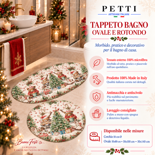 Tappeto Bagno Stampa Digitale Natalizio Forma Ovale Xmas Bears