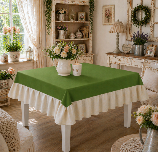 Tovaglia da Tavola Waterproof con Volant Verde