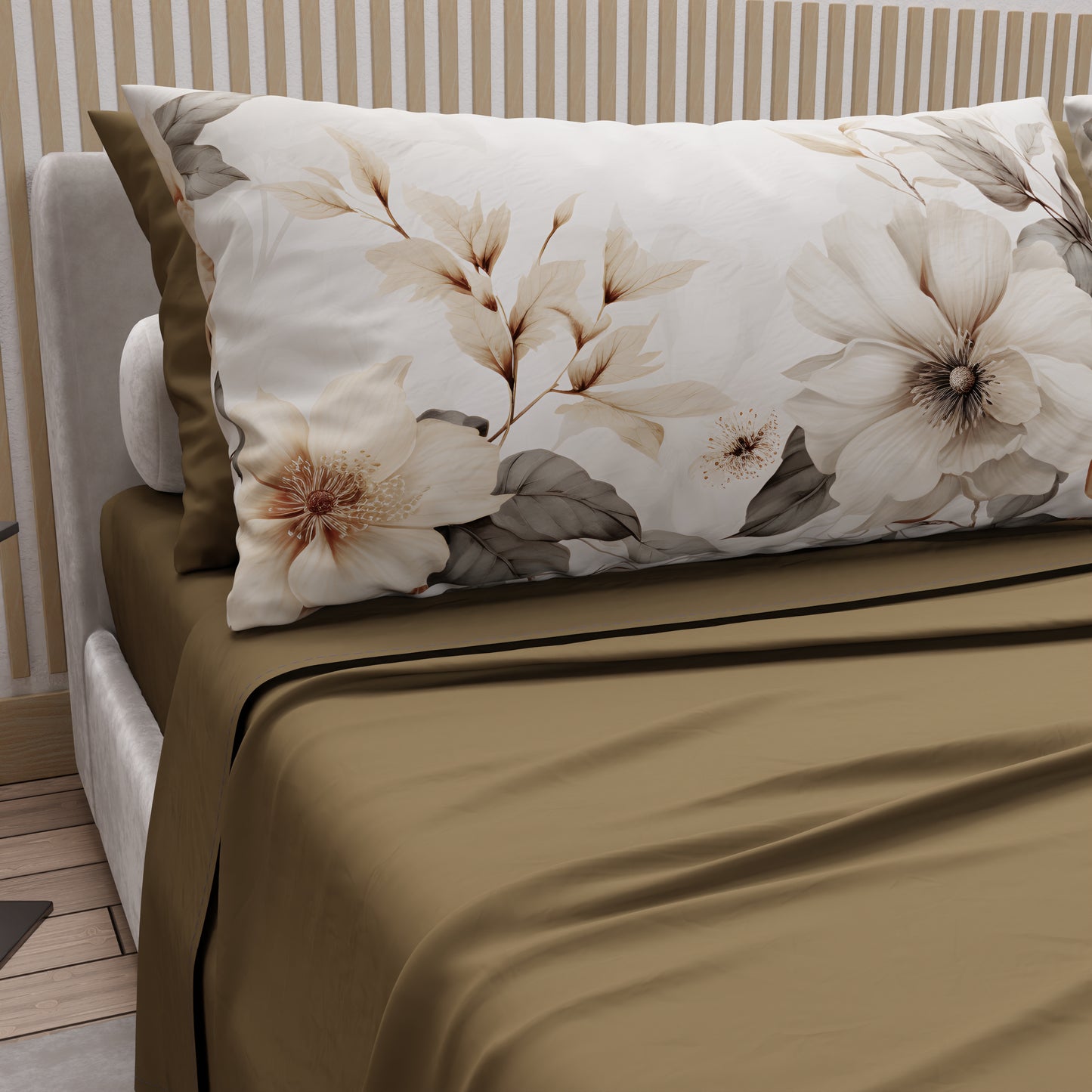 Lenzuola in Cotone, Completo Letto con Federe in Stampa Digitale Floreale F5