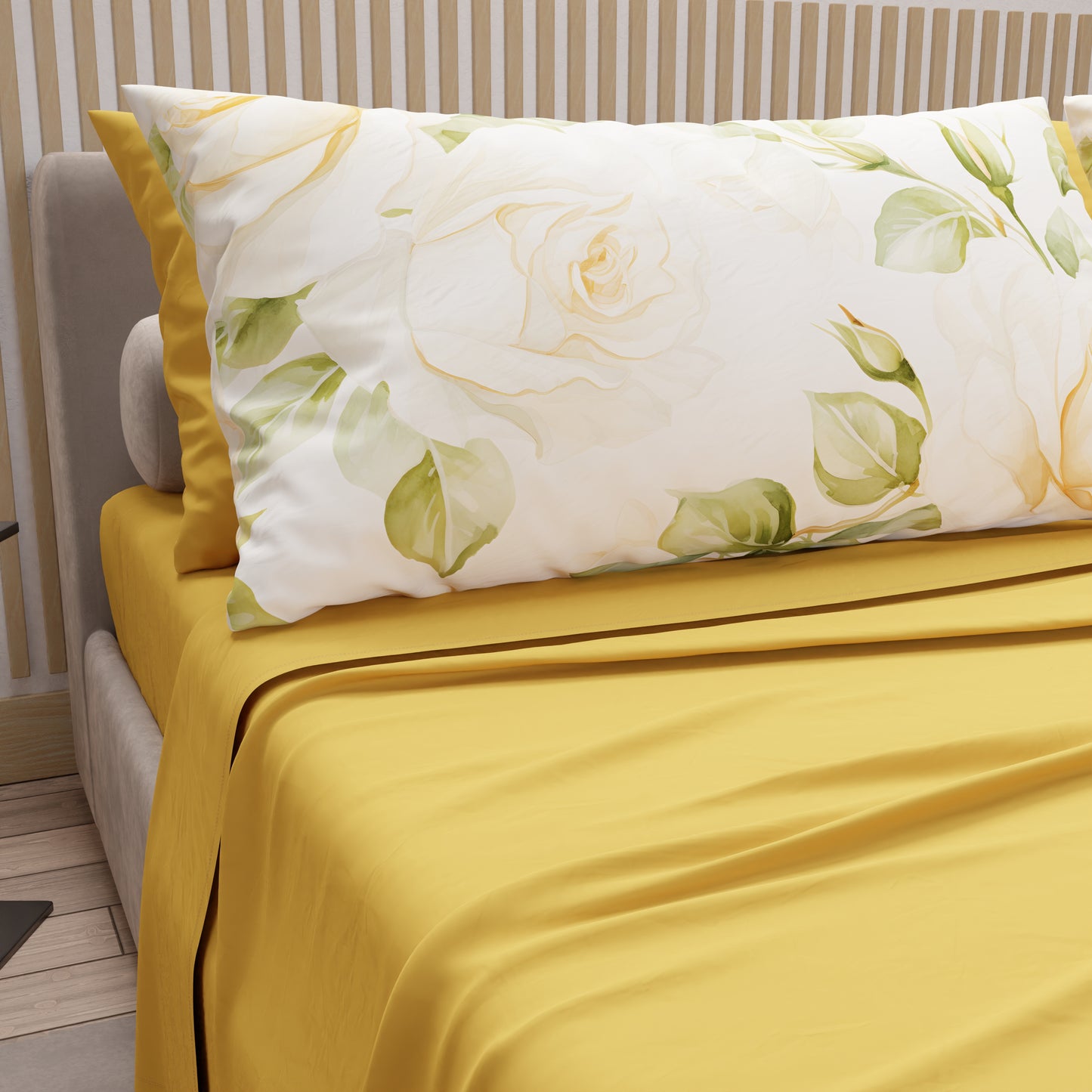 Draps en Coton, Parure de Lit avec Taies d'Oreiller en Impression Numérique Wedding Flower