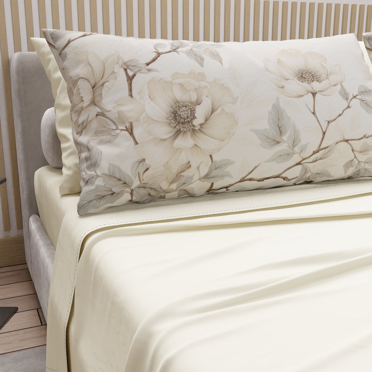 Lenzuola in Cotone, Completo Letto con Federe in Stampa Digitale Floreale F6