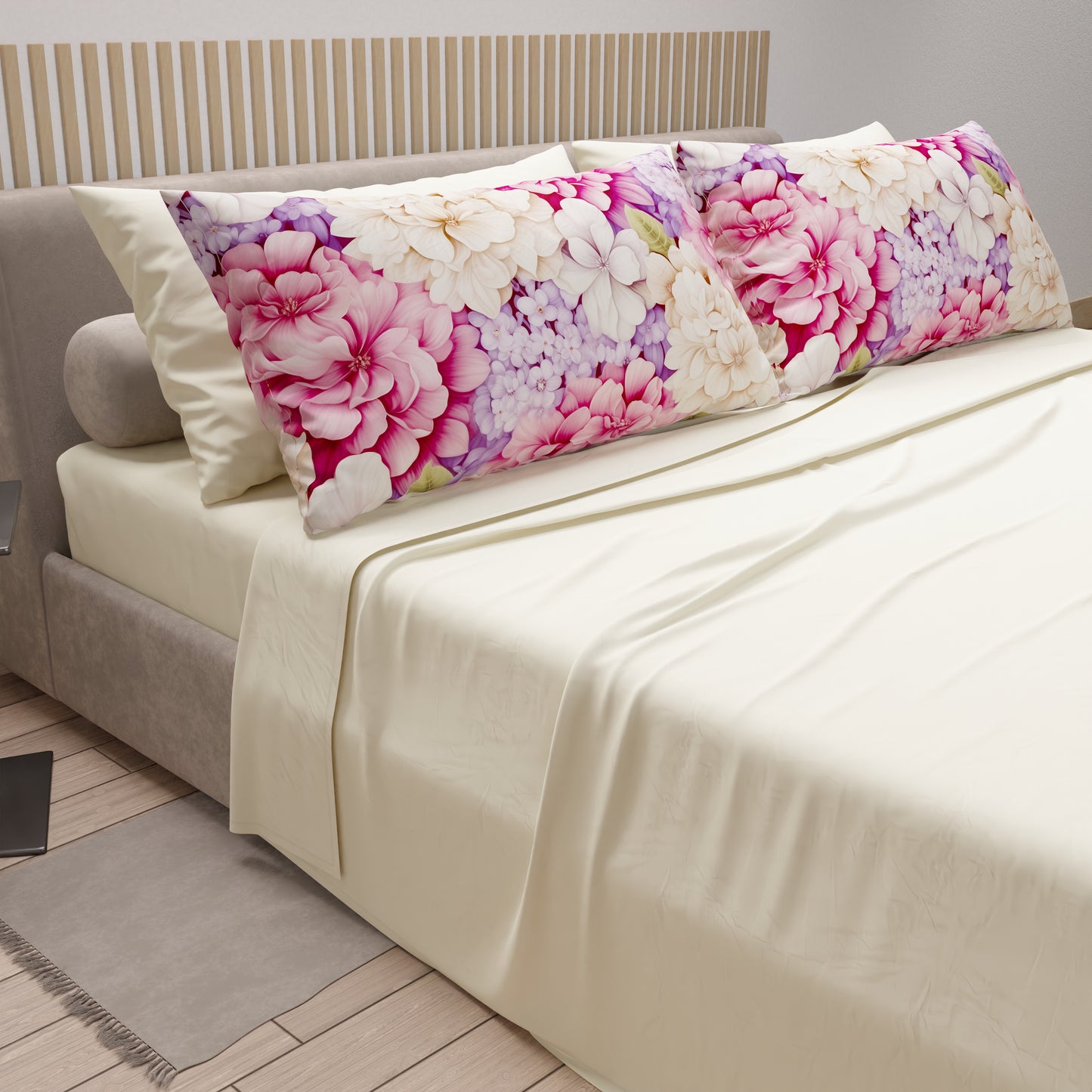 Lenzuola in Cotone, Completo Letto con Federe in Stampa Digitale Ortensia