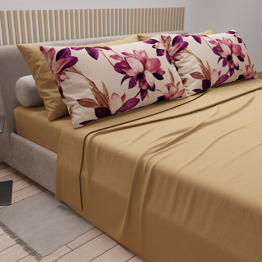 Lenzuola in Cotone, Completo Letto con Federe in Stampa Digitale Floreale F7
