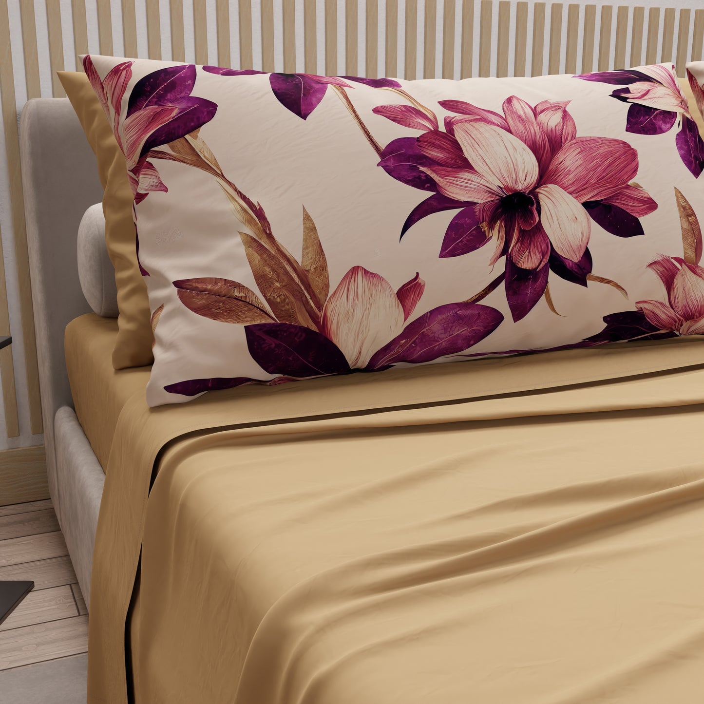 Lenzuola in Cotone, Completo Letto con Federe in Stampa Digitale Floreale F7