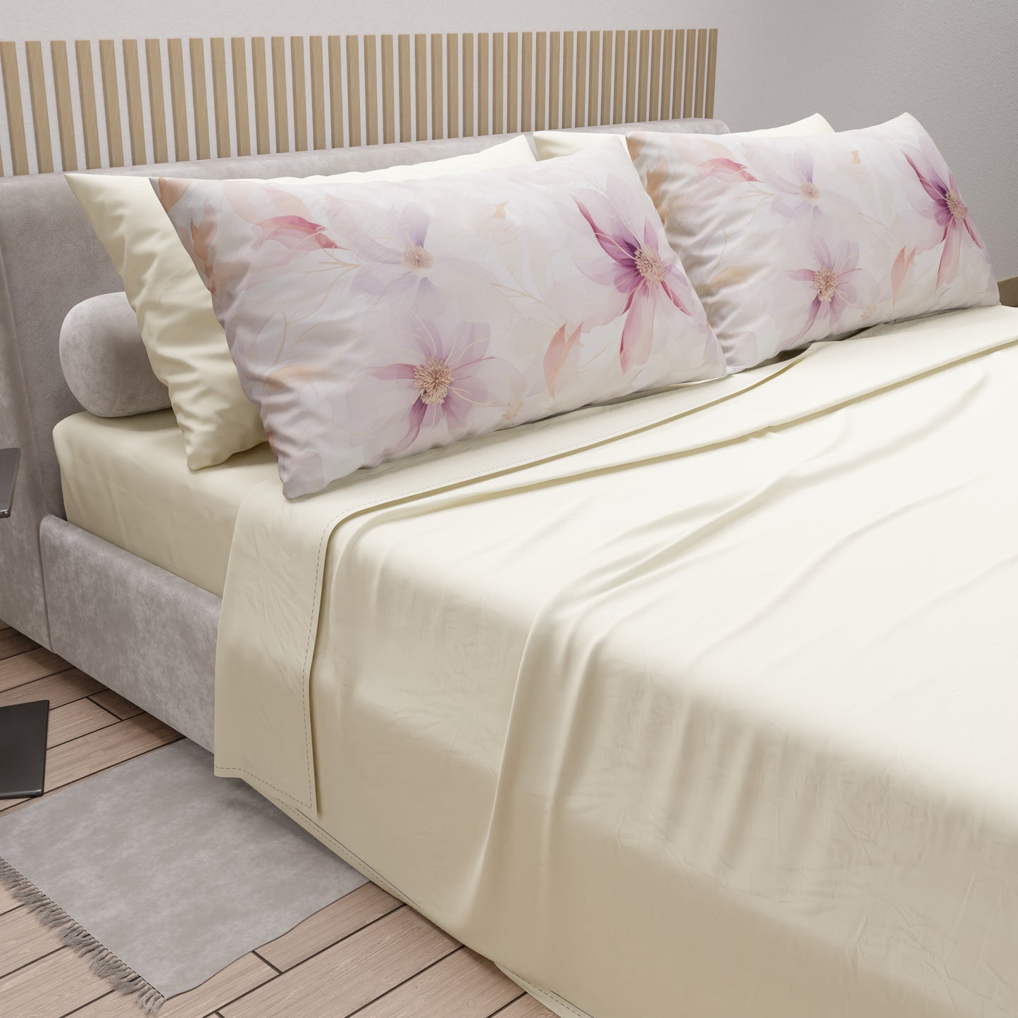 Lenzuola in Cotone, Completo Letto con Federe in Stampa Digitale Floreale F8